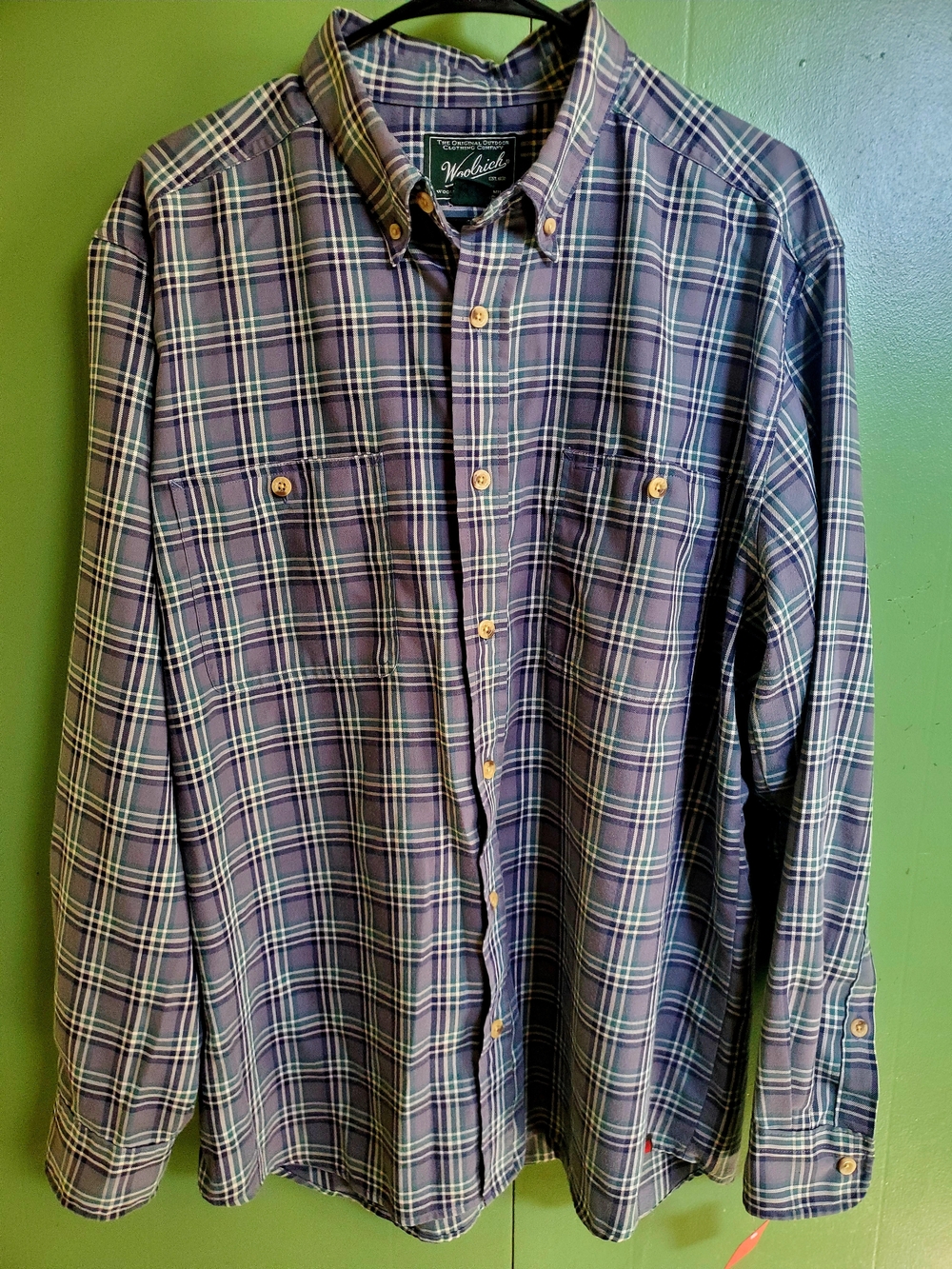 Woolrich Men's Blue Plaid Button-Down Shirt